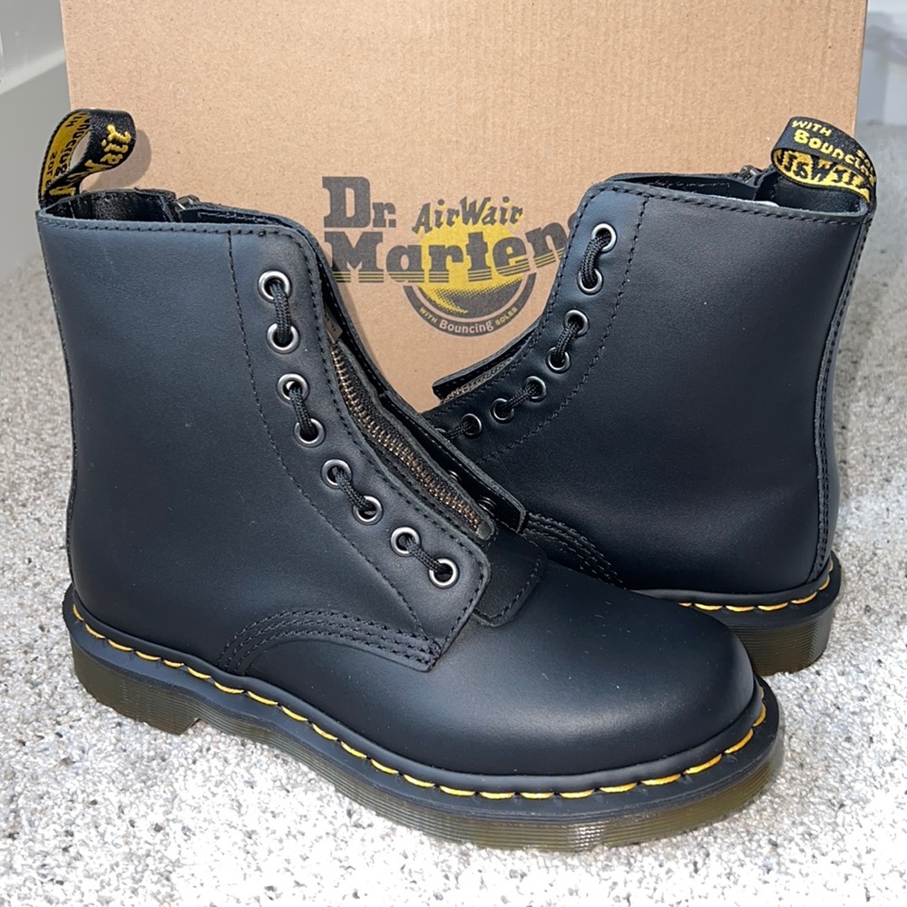 AUTH NIB DR. MARTENS 1460 WOMEN'S PASCAL NAPPA ZIPPER BOOTS BLACK